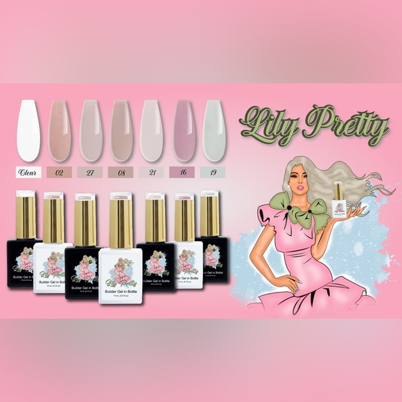 Lily Pretty Clear and Pink Color Builder Nail Gel Set, 2Pcs 15ml - Picture 10 of 10